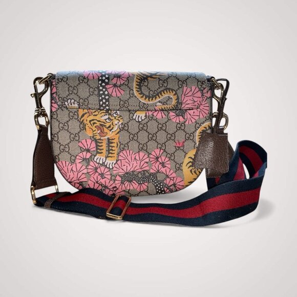 Gucci GG Supreme Monogram Tian Web Medium Padlock Messenger Shoulder Bag - Picture 2 of 4